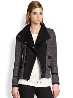 IRO Cydney Knt Paneled Tweed Jacket   Grey