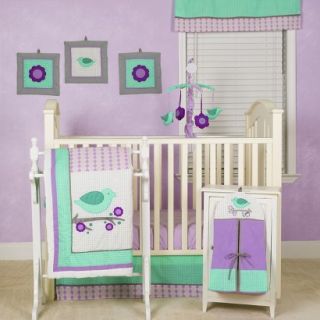 Lavender Lovebirds 10 Piece Crib Set