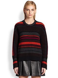 Proenza Schouler Wool & Cashmere Baja Sweater   Aubergine Scarlet