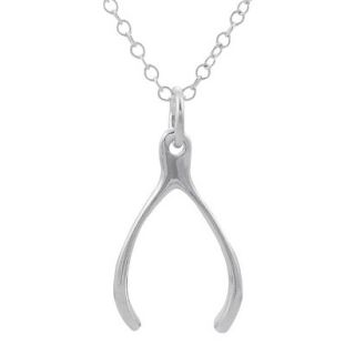 Sterling Silver Wishbone Necklace   Silver