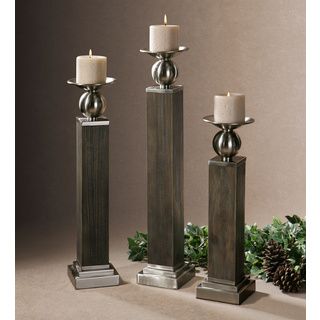 Hestia Light Wood Candleholders (set Of 3)