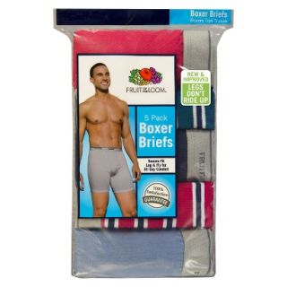 Fruit of the Loom Mens 5 Pack Stripe and Solid Boxer Briefs   M