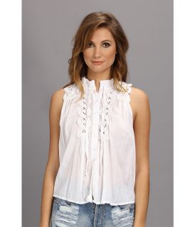 Free People Lace Inset Collar Blouse Womens Blouse (White)