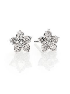 Kwiat Cluster Diamond & 18K White Gold Flower Stud Earrings   White Diamond