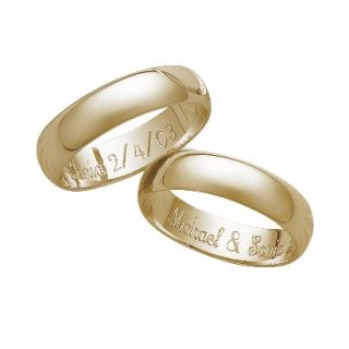 Gold Over Sterling Silver Personalized 5Mm. Band With Message Inside   10