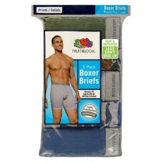 Fruit of the Loom Mens 5 Pack Black and Gray Boxer Briefs   XL