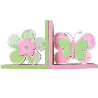 Butterfly And Flower Decorative Wood Bookends (set Of 2)