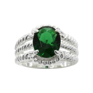 Bridge Jewelry Pure Silver Plated Green Crystal Ring