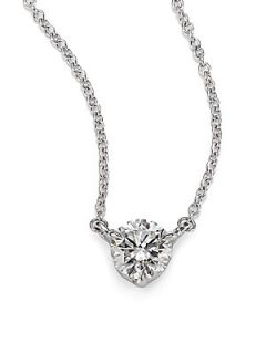 Kwiat Diamond & Platinum Medium Solitaire Pendant Necklace   Platinum