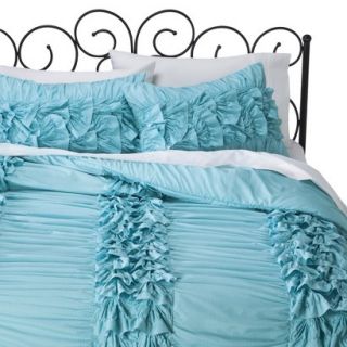 Xhilaration Textured Comforter Set   Turquoise/White (Full/Queen)