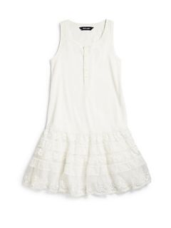 Ralph Lauren Girls Lace Dress   Classic White