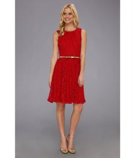 Ellen Tracy Sleeveless Lace Fit Flare Dress Womens Dress (Red)