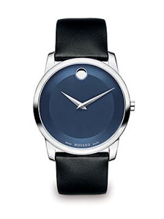 Movado Museum Classic Stainless Steel Watch   Black Blue