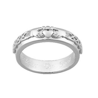 Personalized Sterling Silver Engraved Claddagh Wedding Band   10