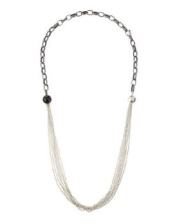 Hammered Bead Long Multi Strand Necklace