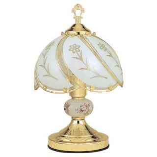 ORE International 14.25 in. Floral Gold Touch Lamp K313