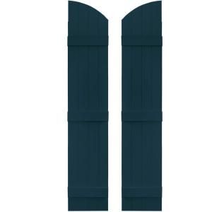 Builders Edge 14 in. x 69 in. Board N Batten Shutters Pair, Four Boards Joined with Arch Top #166 Midnight Blue 090140069166