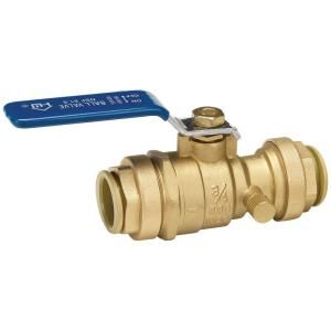 1/2 in. Brass Full Port Ball Valve with Drain and with Push Fit Connections No Lead P119 8 12 Z