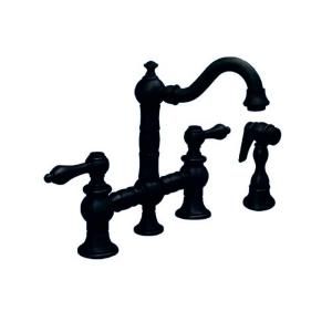 Whitehaus Vintage III 2 Handle Bar/Prep Bridge Faucet with Short Traditional Spout Lever in Oil Rubbed Bronze WHKBTLV3 9206 ORB