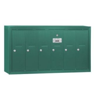 Salsbury Industries Green Surface Mounted USPS Access Vertical Mailbox with 6 Doors 3506GSU