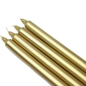 Zest Candle 10 in. Metallic Gold Straight Taper Candles (12 Set) CEZ 105