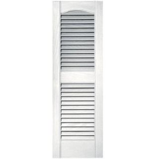 Builders Edge 12 in. x 36 in. Louvered Vinyl Exterior Shutters Pair in #117 Bright White 010120036117