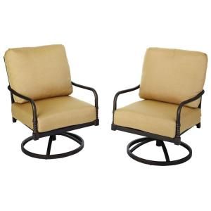 Hampton Bay Madison Motion Patio Lounge Chairs with Textured Golden Wheat Cushions (2 Pack) DISCONTINUED 13H 001 SR2