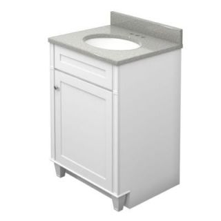 KraftMaid 24 in. Vanity in Dove White with Natural Quartz Vanity Top in Painted Turtle and White Sink VS2421RS3.SGA.7131SN