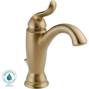 Delta Linden Single Hole 1 Handle Mid Arc Bathroom Faucet in Champagne Bronze 594 CZMPU DST