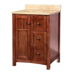 Foremost Knoxville 25 in. W x 22 in. D Vanity in Nutmeg and Vanity Top with Stone effects in Oasis KNCASEO2522D