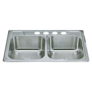Sterling Middleton Top Mount Stainless Steel 33x22x7 4 Hole Double Bowl Kitchen Sink 14707 4 NA