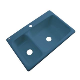 Thermocast Wyndham Drop in Acrylic 33x22x9.25 in. 1 Hole Double Bowl Kitchen Sink in Rhapsody Blue 42121
