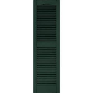 Builders Edge 15 in. x 52 in. Louvered Shutters Pair in #122 Midnight Green 010140052122