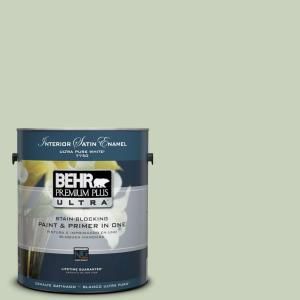 BEHR Premium Plus Ultra 1 Gal. #PPU10 9 Chinese Jade Satin Enamel Interior Paint 775001