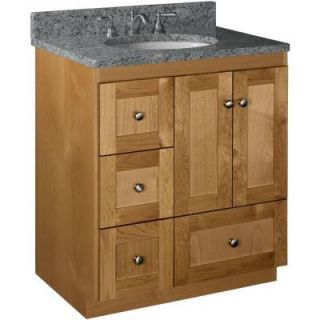 Simplicity by Strasser Shaker 30 in. W x 21 in D x 34 1/2in H Vanity Cabinet Only with Left Drawers in Natural Alder 01.325.2
