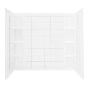Sterling Plumbing Ensemble 43 1/2 in. x 60 in. x 54 1/4 in. Three Piece Direct to Stud Tile Tub and Shower Wall Set in White 71114100 0