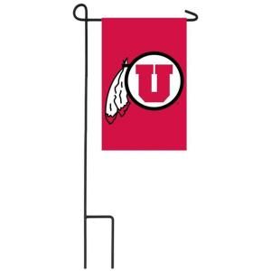 Team Sports America NCAA 12 1/2 in. x 18 in. Utah 2 Sided Garden Flag with 3 ft. Metal Flag Stand DISCONTINUED P127143