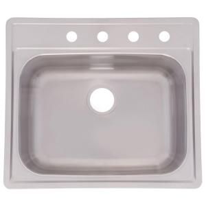 FrankeUSA Top Mount Stainless Steel 25x22x10 4 Hole Single Bowl Kitchen Sink SSK104NB