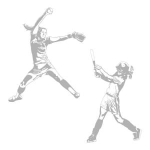 Sudden Shadows 101 in. x 78 in. Action Softball 2 Piece Wall Decal DISCONTINUED 02241