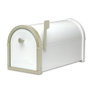 Architectural Mailboxes Bellevue Post Mount Mailbox in White with White Bronze 5502W
