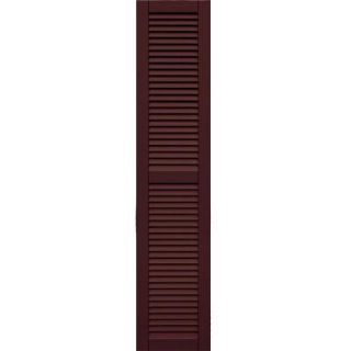 Winworks Wood Composite 15 in. x 71 in. Louvered Shutters Pair #657 Polished Mahogany 41571657