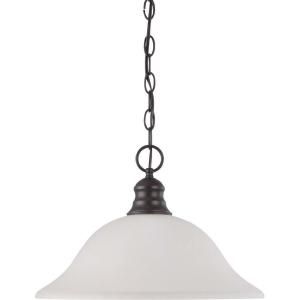 Glomar 1 Light Pendant with Frosted White Glass Finished in Mahogany Bronze HD 3173