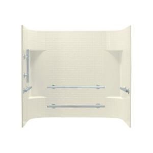 Sterling Plumbing Accord Tile 31 1/4 in. x 60 in. x 56 1/4 in. Three Piece Direct to Stud Wall Set in Biscuit 71144113 96
