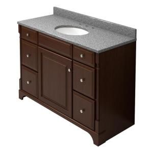 KraftMaid 48 in. Vanity in Autumn Blush with Natural Quartz Vanity Top in Silver Strand and White Sink VC4821L6S7.CIR.7118PN