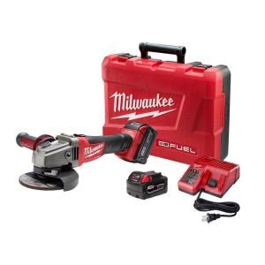 Milwaukee M18 Fuel 18 Volt Lithium Ion Brushless 4 1/2 in./5 in. Cordless Grinder, Slide Switch Lock On Kit 2781 22