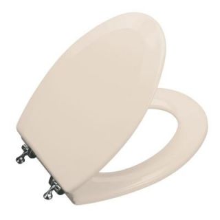 KOHLER Triko Molded Toilet Seat, Elongated, Closed front, Cover and Polished Chrome Hinge in Innocent Blush K 4722 T 55