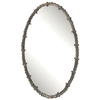 Global Direct 34 in. x 20.5 in. Silver Leaf Oval Framed Mirror 12844