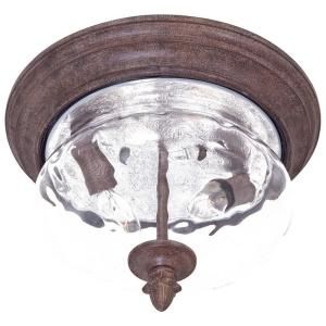the great outdoors by Minka Lavery Flush Mount 2 Light Outdoor Vintage Rust Lantern 9909 61