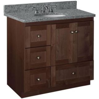 Simplicity by Strasser 36 in. W x 21 in D x 34 1/2in H Vanity Cabinet Only with Left Drawers in Dark Alder 01.319.2