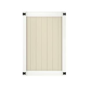 Veranda Pro Series 6 ft. x 4 ft. Woodbridge Privacy Vinyl White/Tan Fence Gate 144715